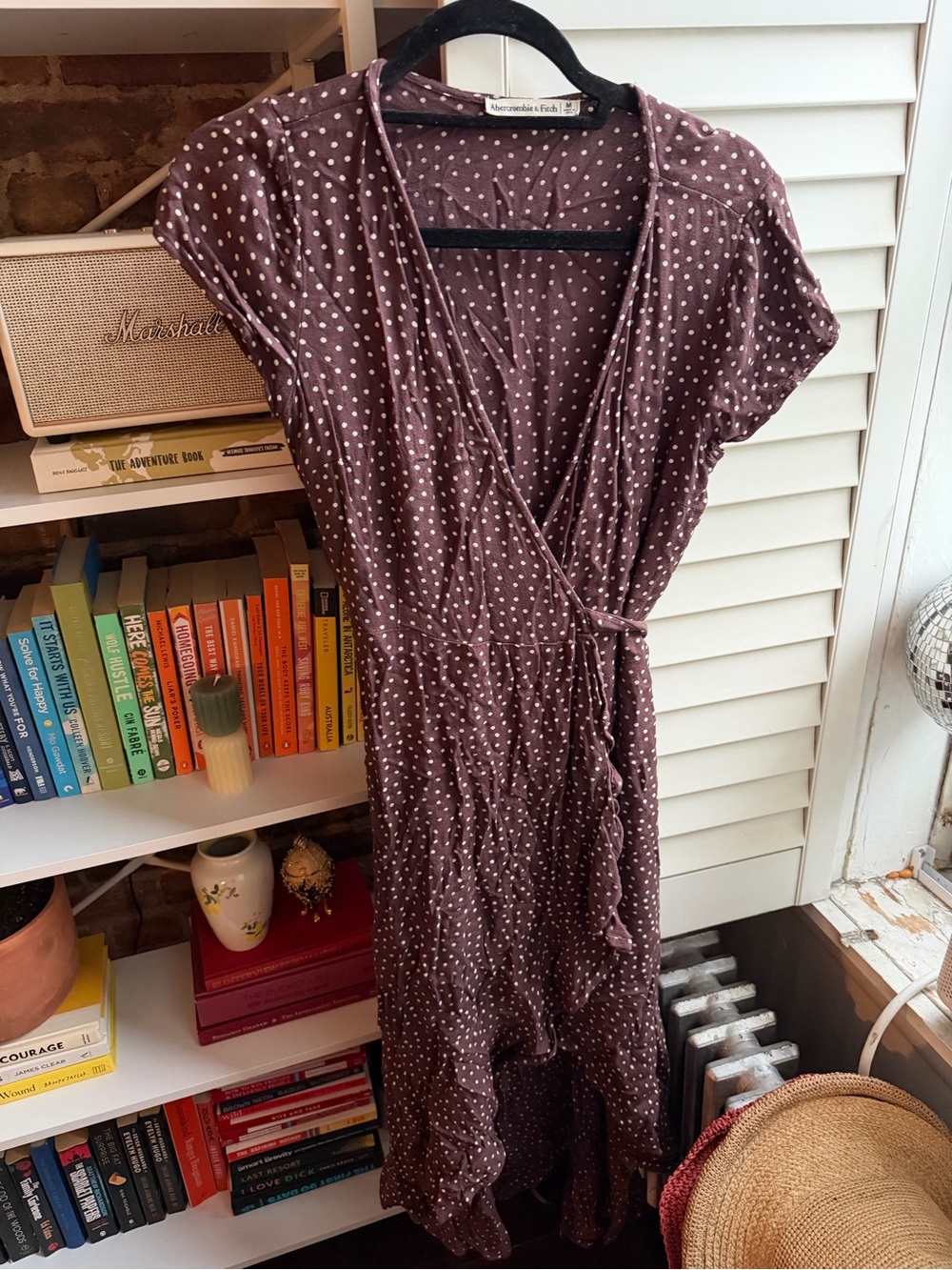 Abercrombie & Fitch Brown Polka Dot Wrap Dress